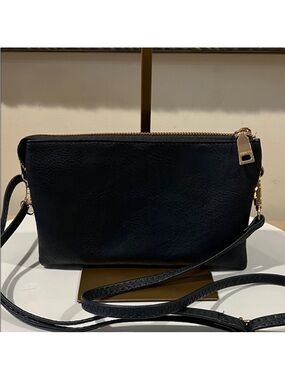 Jen & Co Navy Crossbody Bag with Gold Accents